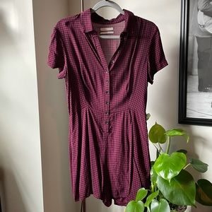 Gingham Print Short Sleeve Romper